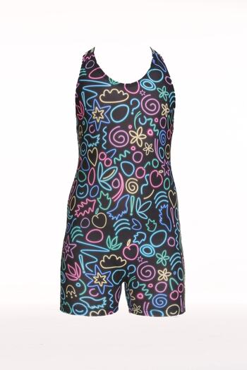 pistyle Girl's Swimsuit with Back Strap +40 Factor Sun, UV Dried, Light Black Jumpsuit Swimsuit
