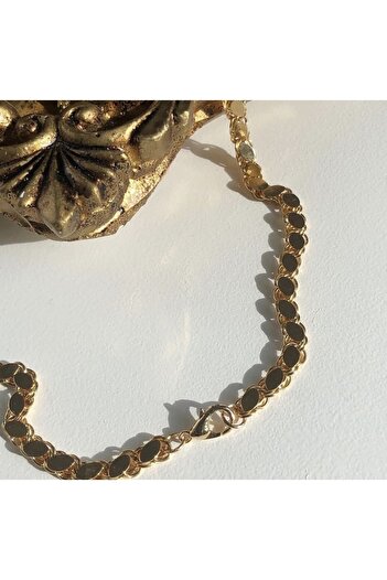 whiteandgolddesign Pullu Halep Zincir Çelik Kolye Gold 60 Cm