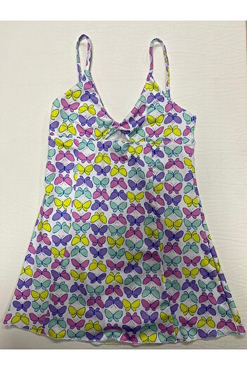 Kom Butterfly Patterned Girls' Dress Swimsuit