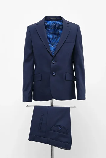 Micio Mb Collection Boy's Navy Blue Color Jacket Trousers Suit