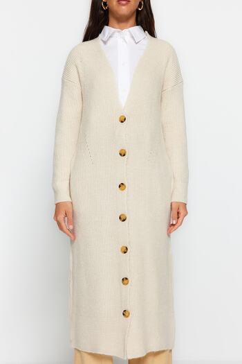 Trendyol Modest Λεπτομερής πέτρινη ζακέτα πλεκτή Θεσσαλονίκης TCTAW24TH00042