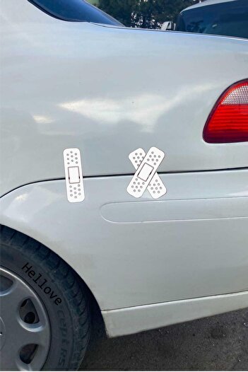 AVMmarketim Bandă Autocolant Auto Auto Set de 2 Bandă Albă Bandă Perforată Plată și Diagonală 13 Cm Lungime