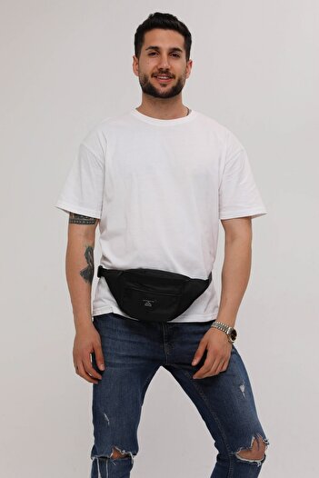 D'VERS Unisex Siyah 2 Bölmeli Omuz Ve Bel Çantası