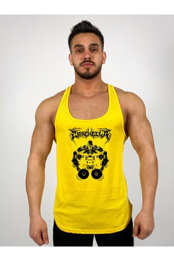 Black İstanbul Coachella Printed Strappy Fitness Tank Top