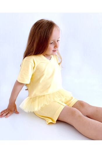 le petit sole Girl's Tutu Detailed Summer Top-Bottom Set