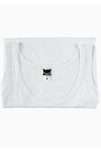 Tutku Boy's White Ribbed 100% Cotton Undershirt New Season (6 Economical Package)