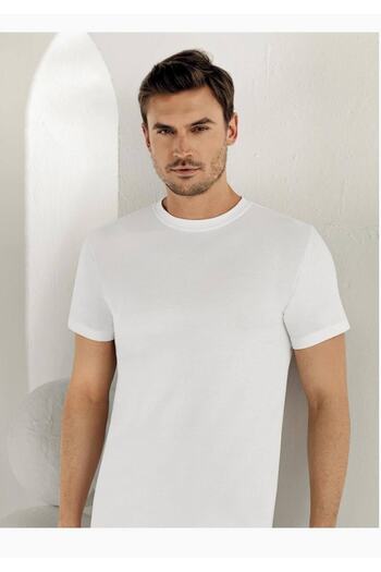 Şahinler Short Sleeve Crew Neck Combed Cotton Men's Undershirt 1 New Season (6 Pieces Economic Package)