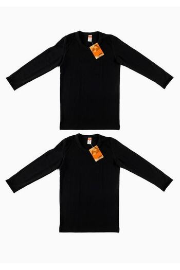 Tutku Boy's Black 2 Pack Thermal Long Sleeve Undershirt Elf568tutt2 New Season