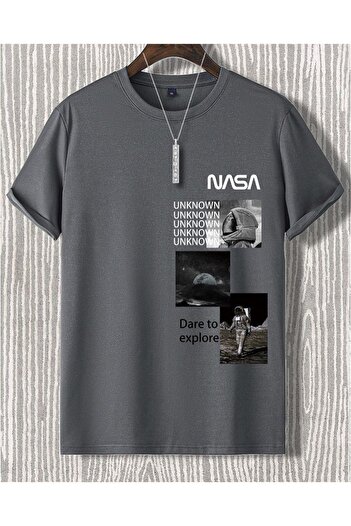 Machetta Unknown NASA Printed Oversize Unisex Cotton Anthracite T-shirt