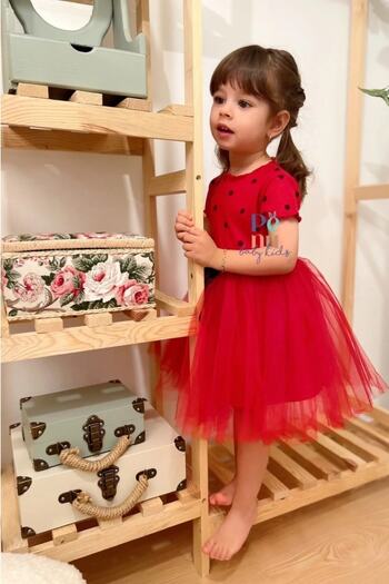 BLUE DREAM Red Polka Dot Tutu Girl's Dress