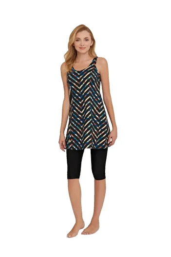 Adasea Black New Strappy Swimsuit with Shorts