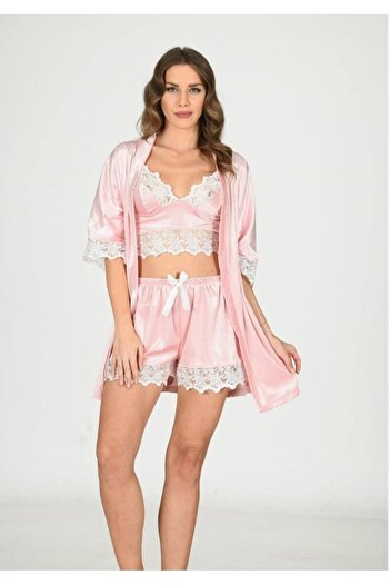 Sistina Just Wear Powder Velvet Lace Dressing Gown Nightwear Set 3-Piece New Season