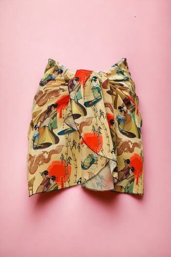 pistore Korean And Japanese Patterned Short Pareo Satin No Inner Display Women's Beach Dress New Season