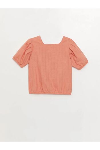 LC Waikiki LCW Kids Square Neck Linen Blend Girl's Blouse