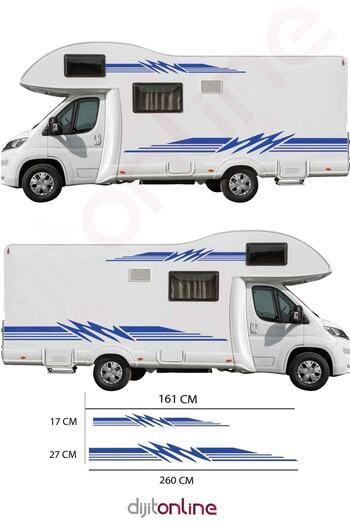 Dijitonline 2 Autocolante pentru Caravană - Autocolant Grafic - 260x27 - 161x17 Cm