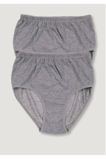 Tutku Women's Gray 2 Pack Cotton Rib Bato Panties New Season