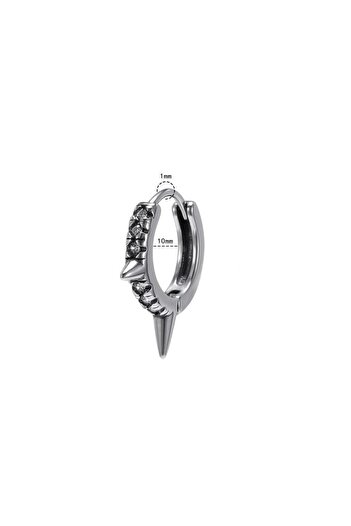 Viking Punk Spike White Zircon Stone Hoop 316L Steel Men's Earrings