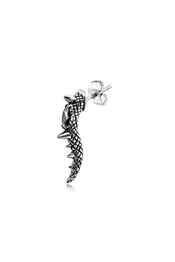 Viking Dragon Tail Gothic Black Zircon Stone Interlocking 316l Biker Steel Earrings