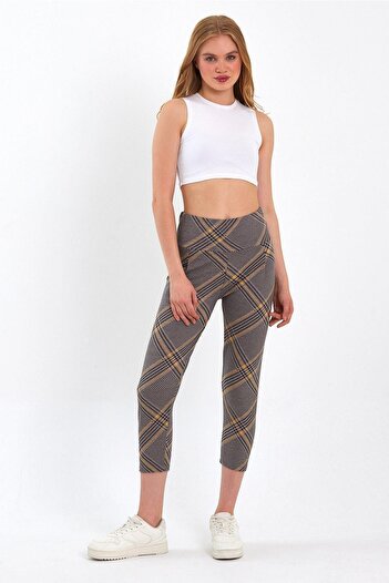 ESPİNA High Waist Pleated Elastic Waist Capri Tights