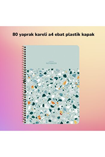 SEYFİKİRTASİYE KARELI A4 80 SHEETS PLASTIC COVER WIRE NOTEBOOK LIBRA SNIP COLOR