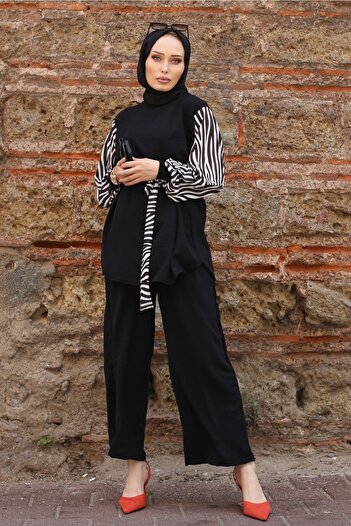festmoda Women's Black Tunic-Pants Set Zeb