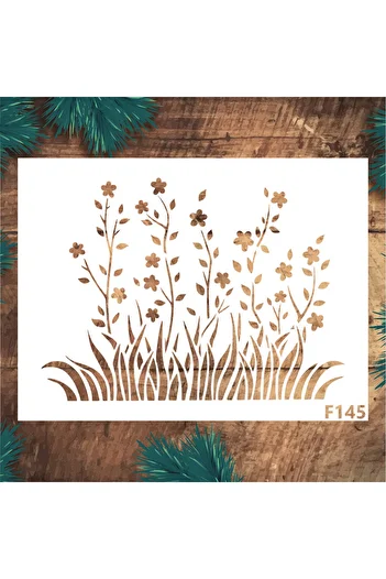 STENCİLTASARIM F145 Wild Flowers - Decorative Wall, Tile and Items Painting Templates