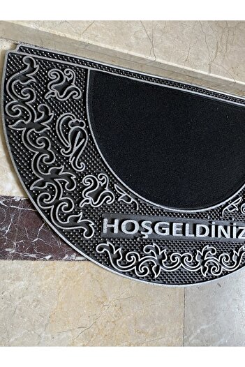 RENK YAPI RÜYASI Door Mat, Door Entrance, Rubber, Ethnic Patterned, 70cm Diameter, Semi-Circular, Easy to Clean, Does Not Deteriorate Due to Moisture