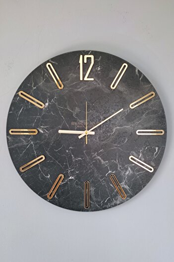 Blackframe - New Modern Style - Black Marble - 45cm Wall Clock