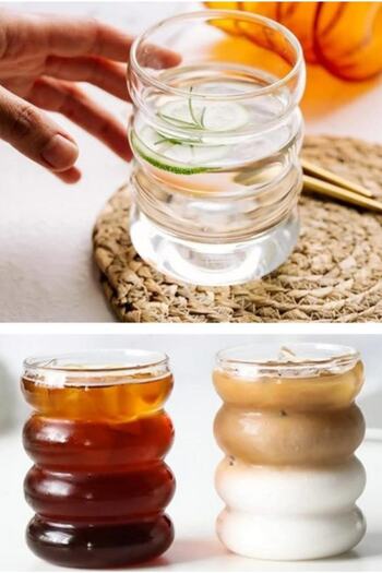 Hayveys Heat Resistant Design Glass Presentation Cup 300 ml Coffee Cocktail Cold Drink Cup