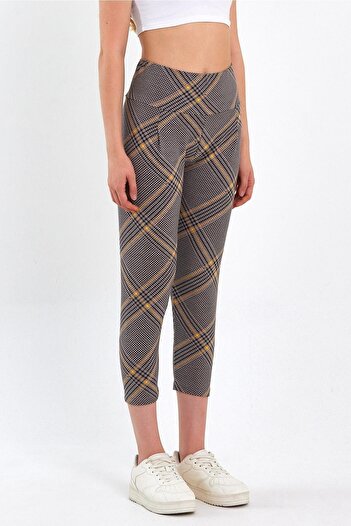 ESPİNA High Waist Pleated Elastic Waist Capri Tights
