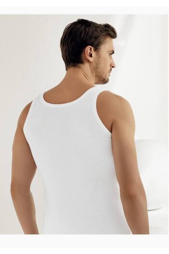 Şahinler Men's White Wide Strap Ribbed Undershirt M New Season (6 Pieces Economical Pack)