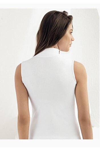 Şahinler New Season White Turtleneck Sleeveless Undershirt - M