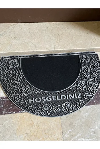 RENK YAPI RÜYASI Door Mat, Door Entrance, Rubber, Ethnic Patterned, 70cm Diameter, Semi-Circular, Easy to Clean, Does Not Deteriorate Due to Moisture