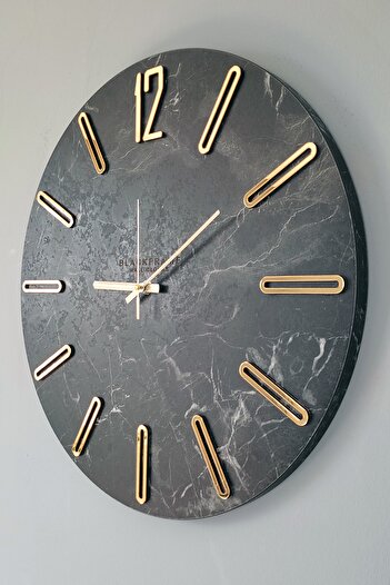 Blackframe - New Modern Style - Black Marble - 45cm Wall Clock