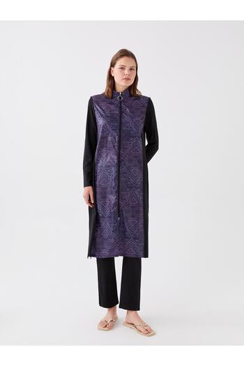 LC Waikiki Gemustertes Langarm-Hijab-Badeanzug-Set für Damen mit hohem Kragen
