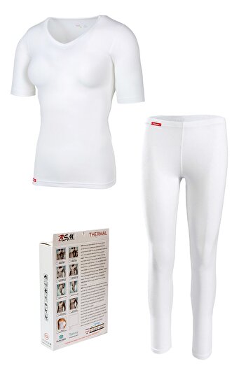 BSM Γυναικείο Viloft Κοντό μανίκι V-Neck Body / Καλσόν Θερμικό Σετ εσωρούχων