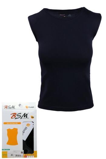 BSM Women's Black Modal Cotton Bottoming Sleeve Tank Top