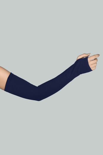Altobeh Cut Finger Interlocking Combed Cotton Hijab Sleeve - Navy Blue