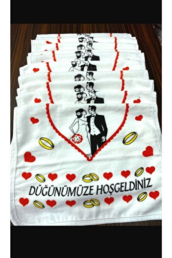 yörük tuhafiye Wedding Towel White 12 Pieces (40x60 Cm) Quality Velvet Towel
