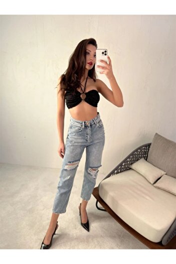 vuvutasarım New Season Halter Neck Viscose Women's Bustier 5757