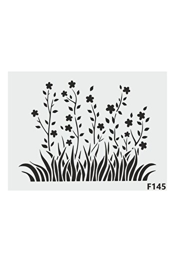 STENCİLTASARIM F145 Wild Flowers - Decorative Wall, Tile and Items Painting Templates