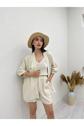 Laluvia Işlemeli Kimono Şortlu Takım