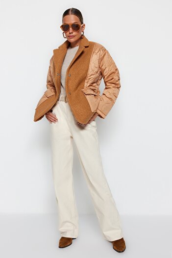 Trendyol Collection Camel Oversize Stamp Detailed Quilted Water Repellent Puffer Jacket TWOAW24MO00108