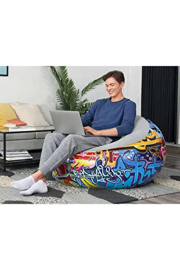 BESTWAY Bestway Graffiti Inflate-A-Chair 1.12M X 1.12M X 66Cm 26-75075