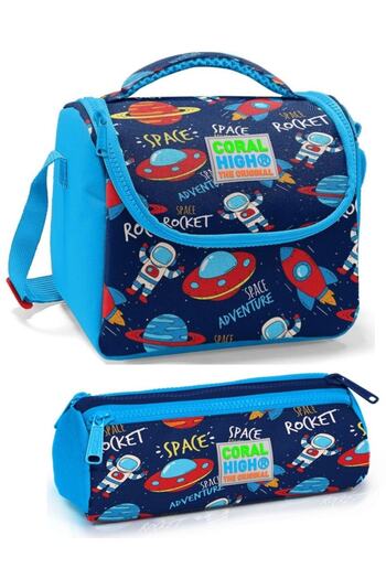 Coral High Boy's Navy Blue Lunch Box Set