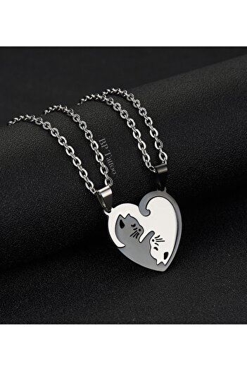 BP Tattoo Best Friends Yin Yang Kedi Kolye Kalp Sevgili Çift Arkadaş Kolyesi