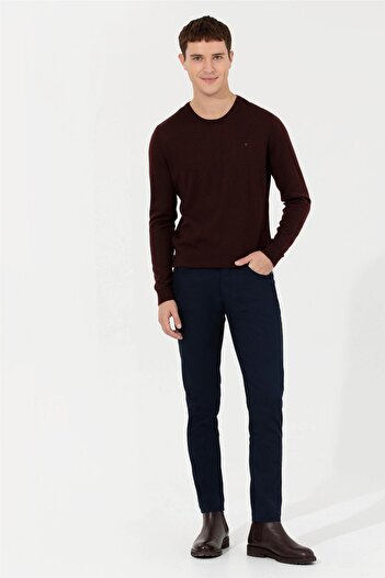 Pierre Cardin Claret Red Regular Fit Basic Sweater
