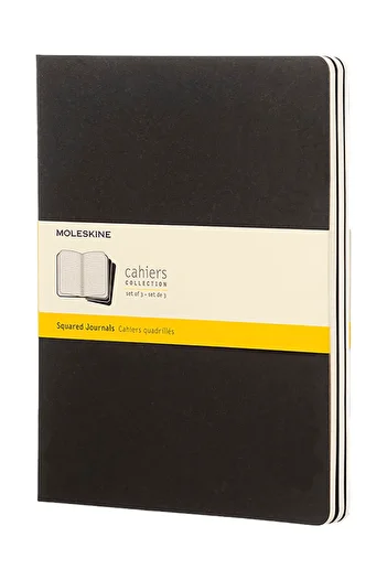 Moleskine دفتر ملاحظات مكون من 3 قطع من Cahier مقاس XL، مقاس 19 × 25 سم باللون الأسود