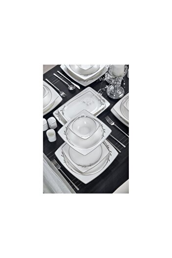 Taç Real Bone Olea Platin 60 Parça 12 Kişilik Yemek Takımı