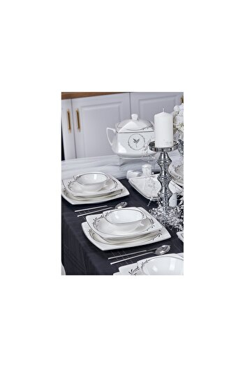 Taç Real Bone Olea Platin 60 Parça 12 Kişilik Yemek Takımı